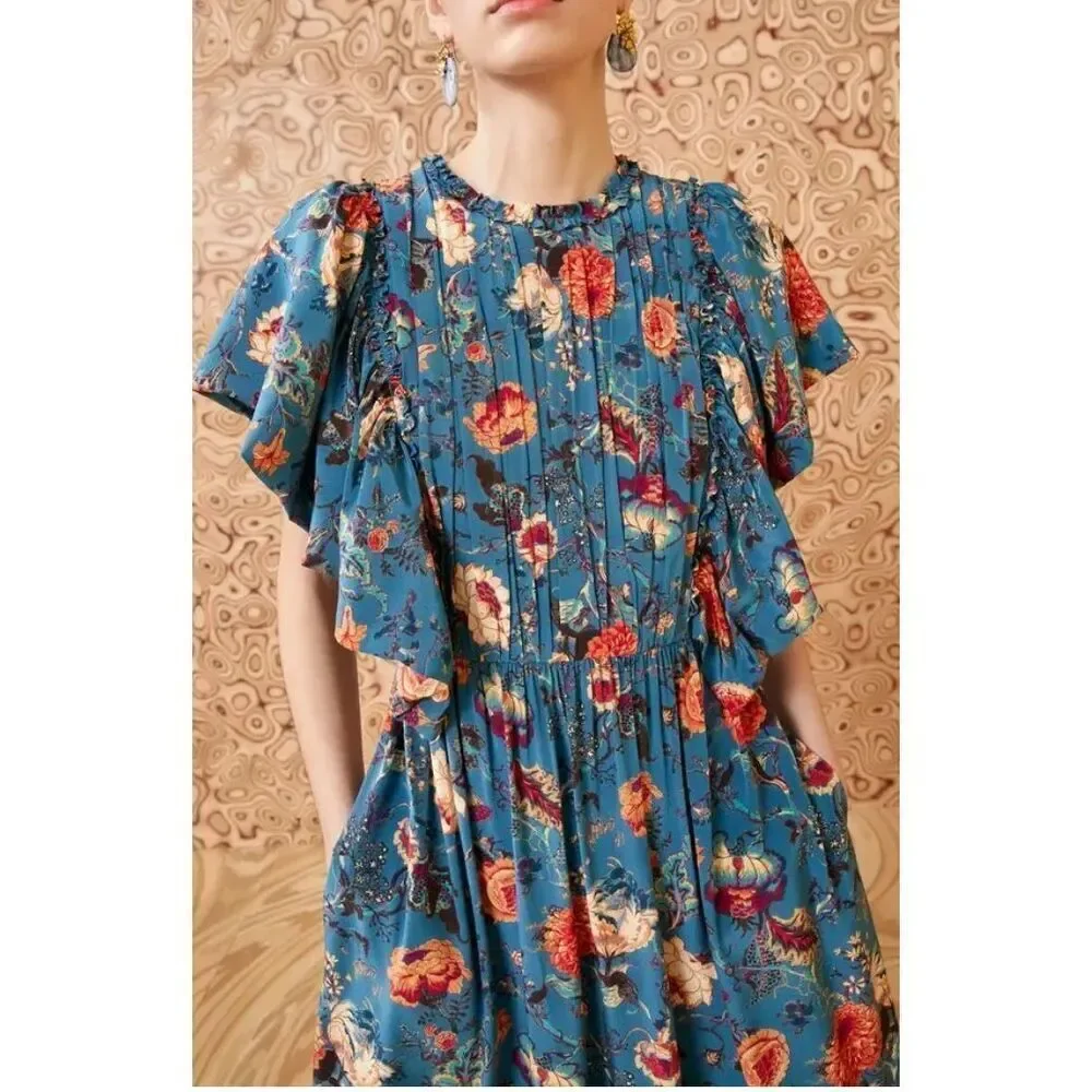 ULLA JOHNSON Ilaria Silk Dress in Bluette NWT Size 4 - Picture 2 of 11